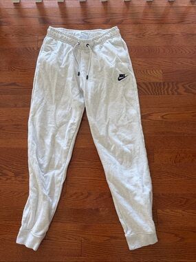 Nike Light Gray Kids Fleece Joggers with Black Swoosh